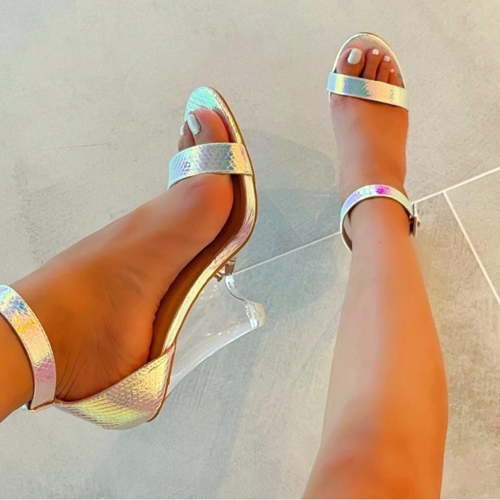 Mermaid iridescent clear wedge
